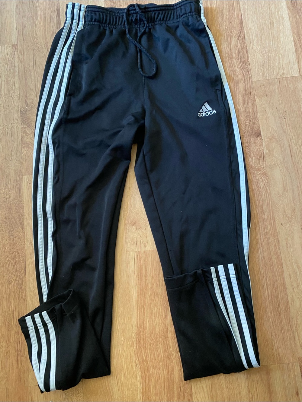 adidas Black Joggers with White Three-Stripes